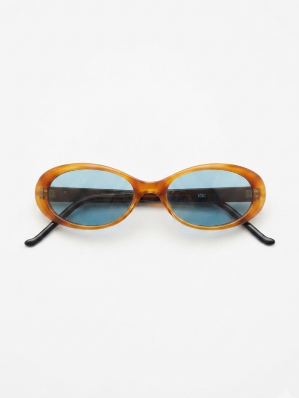 Early 90s A.J. Morgan Tortoiseshell Oval Sunglasses w/ Blue Lenses